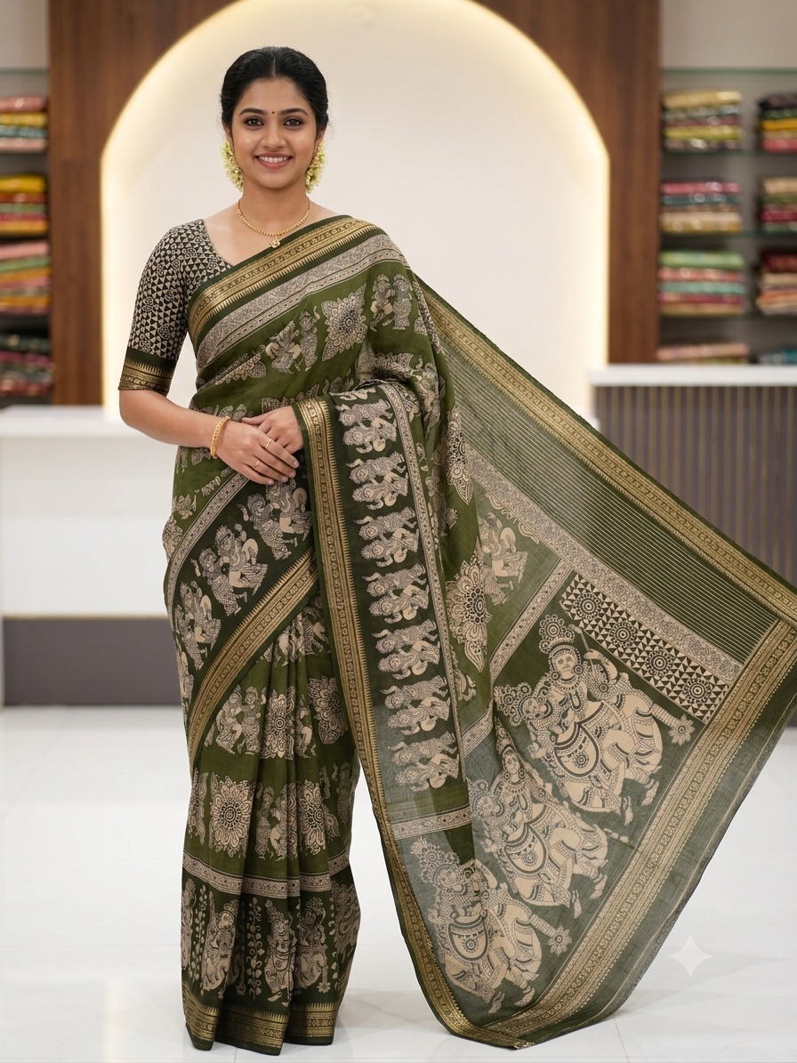 Kalamkari Mashru Silk