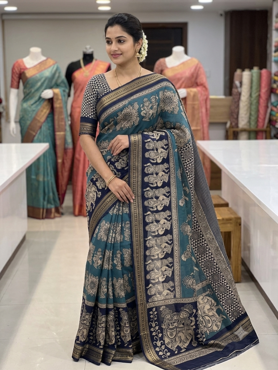 Kalamkari Mashru Silk