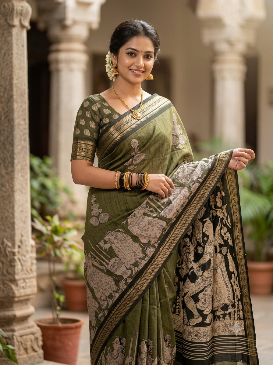 Kalamkari Mashru Silk