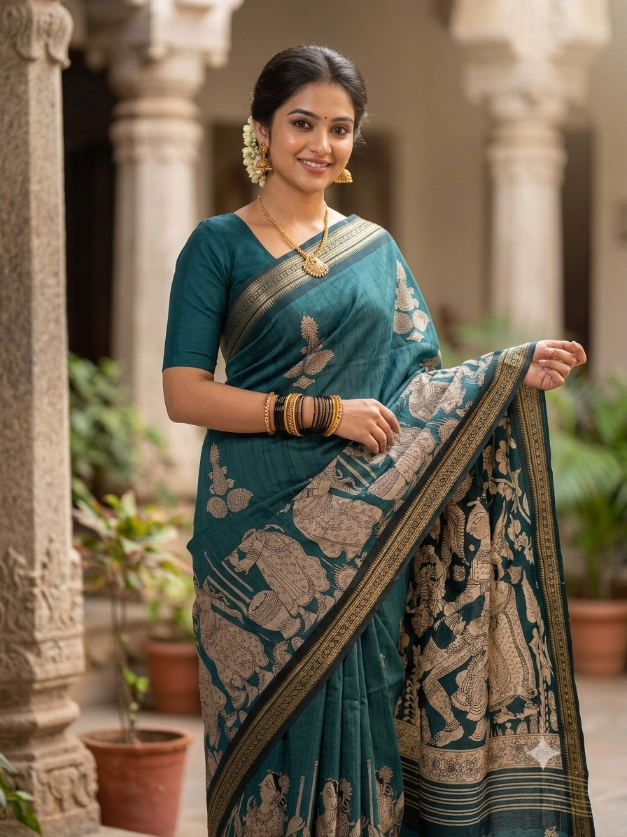 Kalamkari Mashru Silk