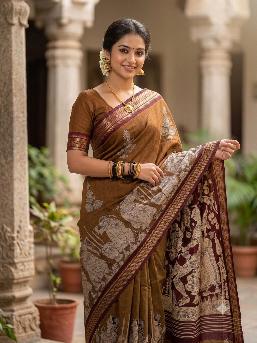 Kalamkari Mashru Silk