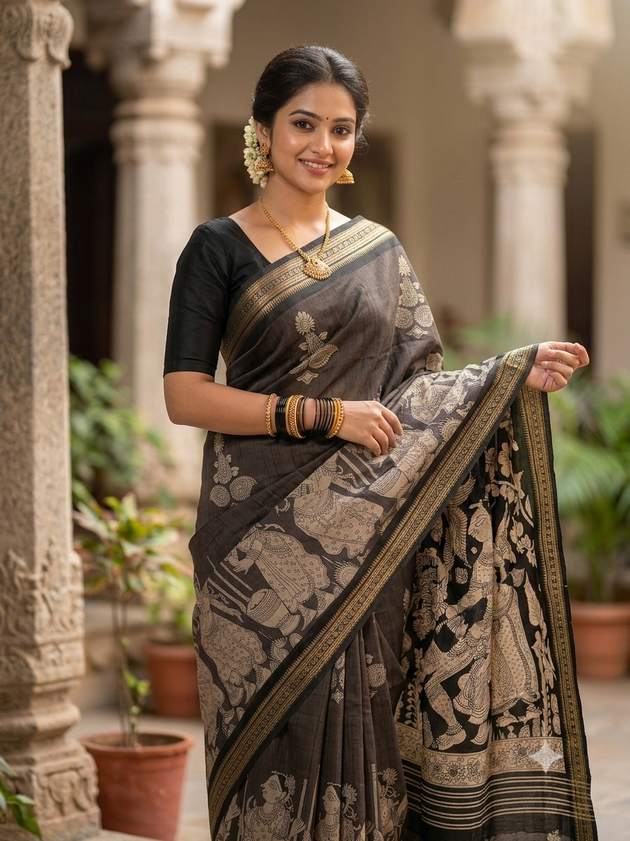 Kalamkari Mashru Silk