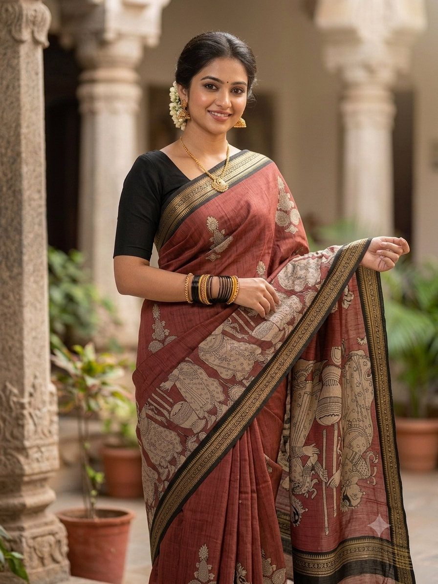 Kalamkari Mashru Silk