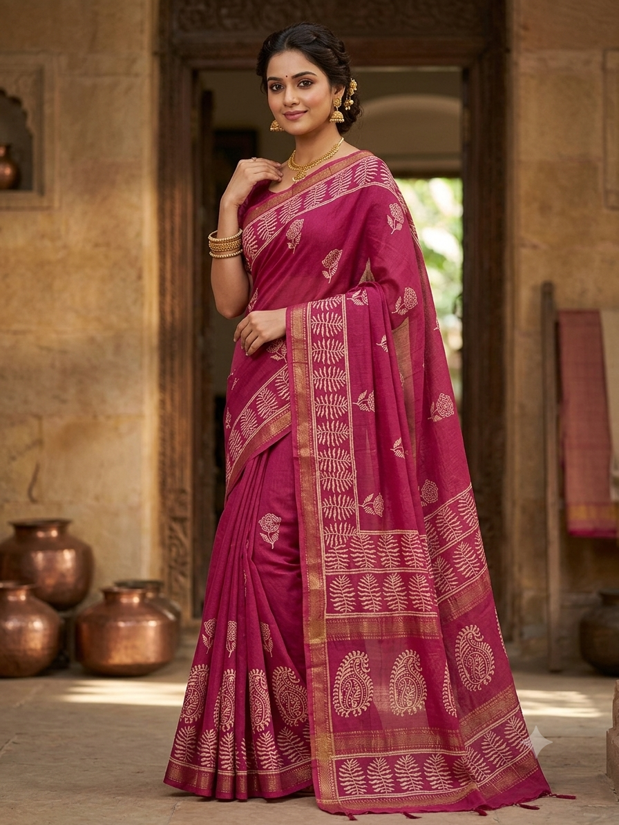 Mangalagiri Hand Block Prints Sarees