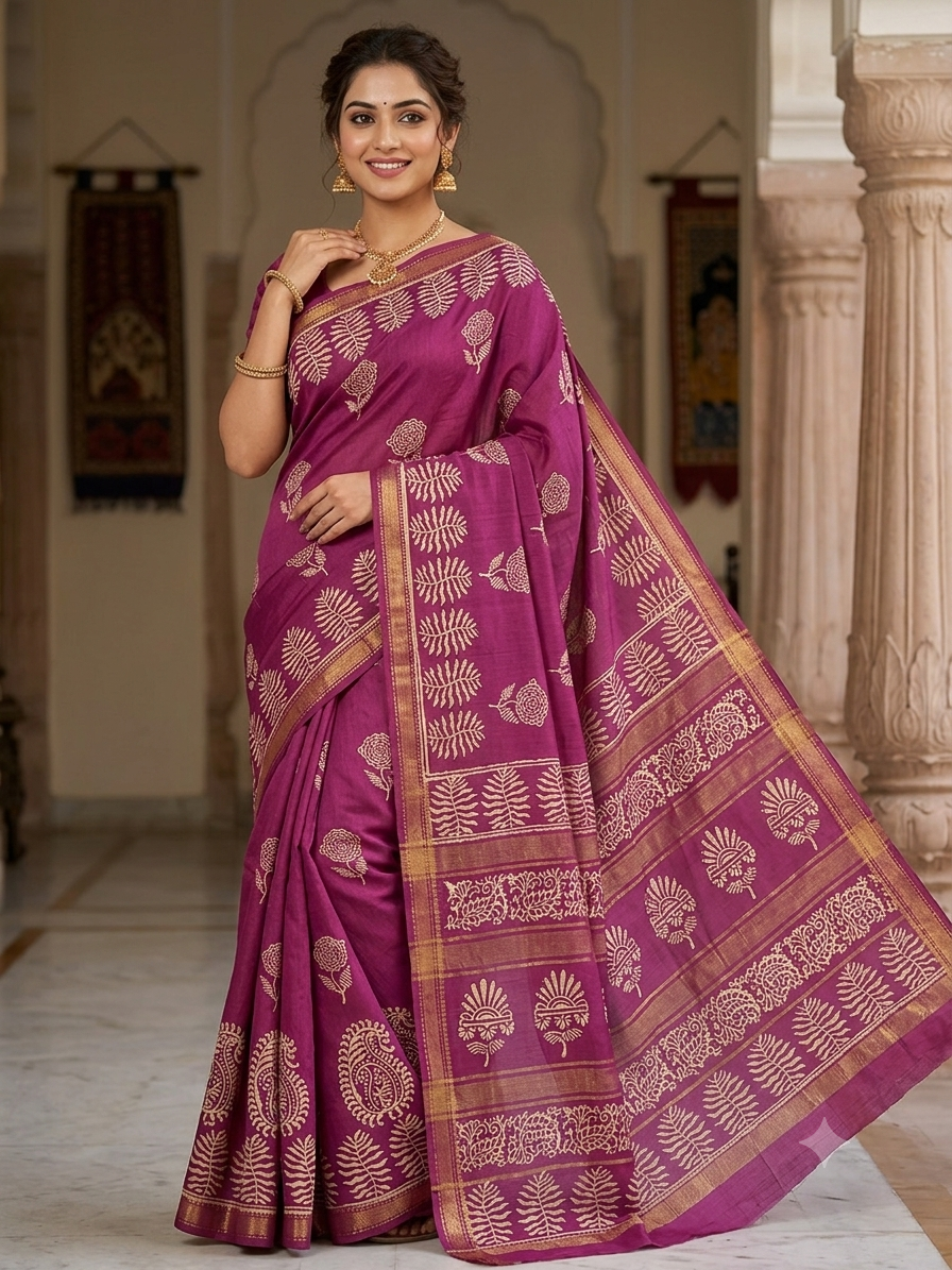 Mangalagiri Hand Block Prints Sarees