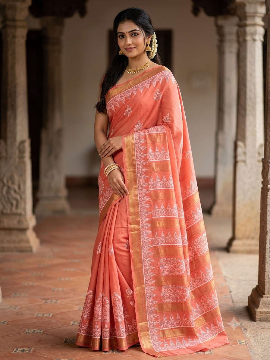 Mangalagiri Hand Block Prints Sarees